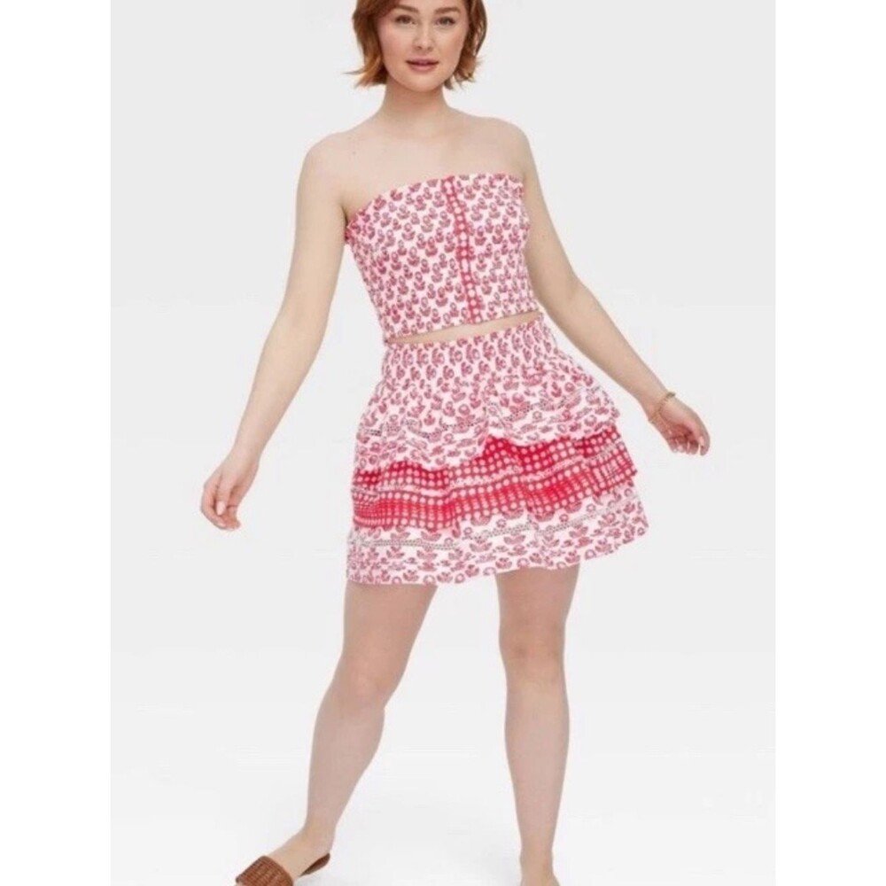 Roller Rabbit x Target floral tiered skirt and matching tank top set large NWT